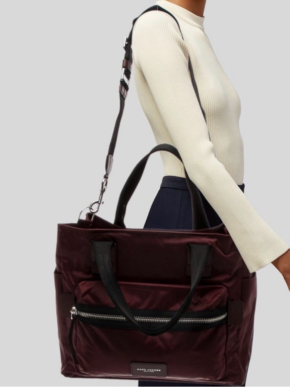Authentic Marc Jacobs Women's Burgundy Nylon Tote Bag - Picture 2 of 6